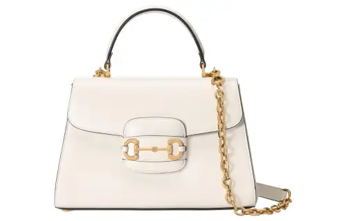 GUCCI Horsebit 1955 Leather Shoulder Bag, Crossbody Bag, Handbag Medium Women's White