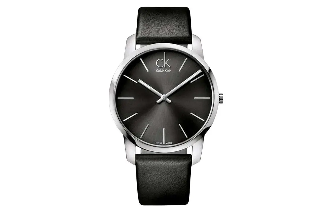 CALVIN KLEIN Wrist Watches Quartz Movement Genuine Leather Strap 43mm Black Dial Men's 30m Waterproof