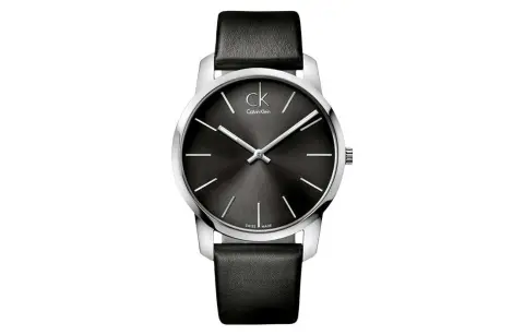 CALVIN KLEIN Wrist Watches Quartz Movement Genuine Leather Strap 43mm Black Dial Men's 30m Waterproof