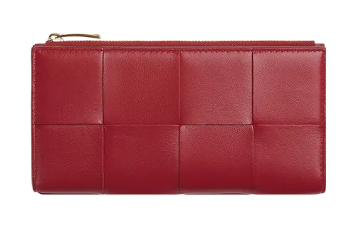 Bottega Veneta Sheepskin With Cow Leather Wallet Small Women's Burgundy