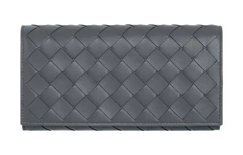 Bottega Veneta Sheepskin Wallet Large Women's Gray