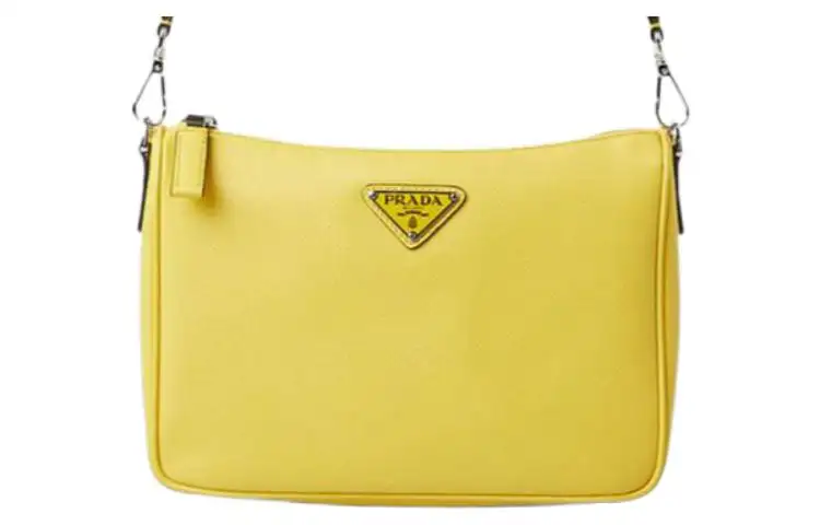 PRADA Leather Crossbody Bag, Shoulder Bag Men's Yellow