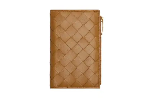 Bottega Veneta Sheepskin With Cow Leather Wallet Medium Women's Brown