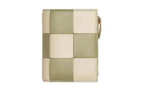 Bottega Veneta Cow Leather Wallet Small Women's Light Green/Lime Gray