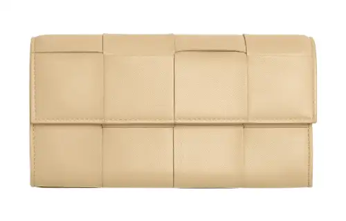 Bottega Veneta Sheepskin With Cow Leather Wallet Large Women's Beige