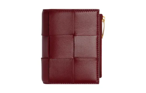 Bottega Veneta Sheepskin Wallet Small Women's Bordeaux Red
