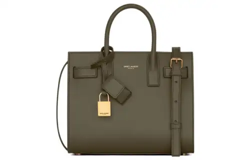SAINT LAURENT SAC DE JOUR Cow Leather Trunk Bag, Shoulder Bag, Crossbody Bag, Handbag Mini Women's Gray Khaki Color