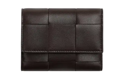 Bottega Veneta Sheepskin Wallet Large Women's Dark Brown
