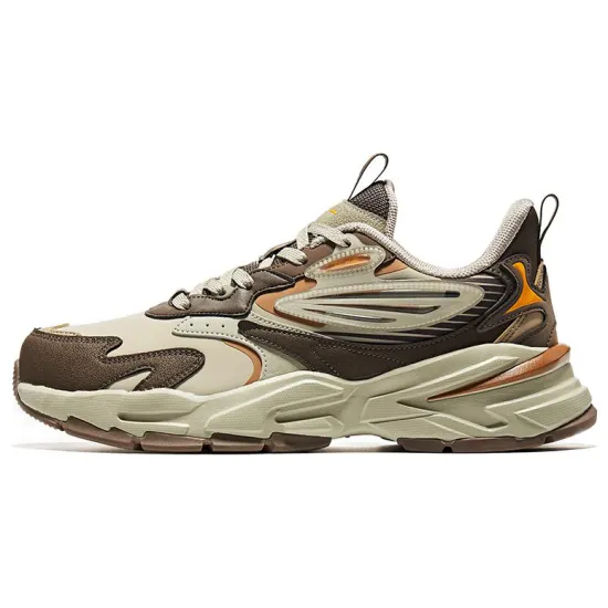 Erke Cushioned Anti-Slip And Wear-Resistant Lightweight Low-Top Running Shoes Men's Gray Brown