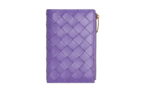 Bottega Veneta Sheepskin Wallet Medium Women's Purple