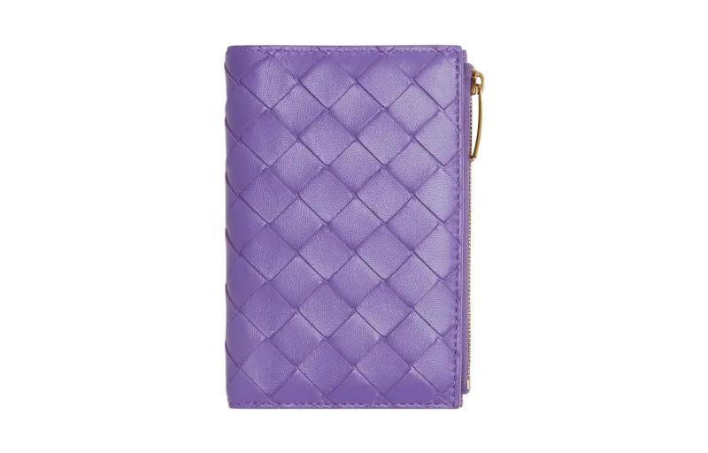 Bottega Veneta Sheepskin Wallet Medium Women's Purple