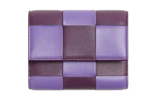 Bottega Veneta Cow Leather Wallet Large Women's Purple