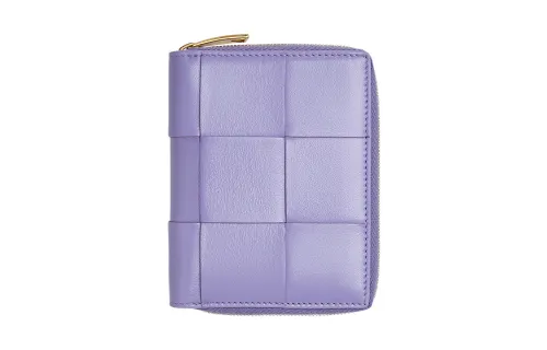 Bottega Veneta Lambskin With Calfskin Wallet Large Women's Purple