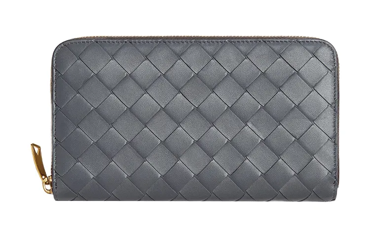 Bottega Veneta Sheepskin Wallet Large Women's Gray