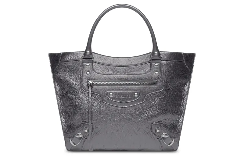 Balenciaga Neo Classic Lambskin Tote Bag, Shopping Bag, Shoulder Bag, Crossbody Bag, Handbag Large Women's Dark Gray