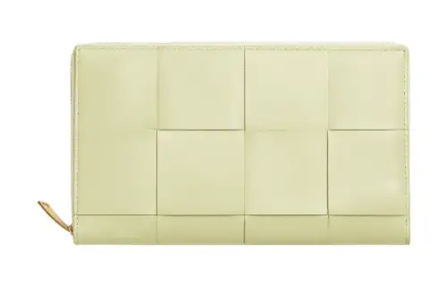 Bottega Veneta Sheepskin With Cow Leather Wallet Large Women's Washed Lemon