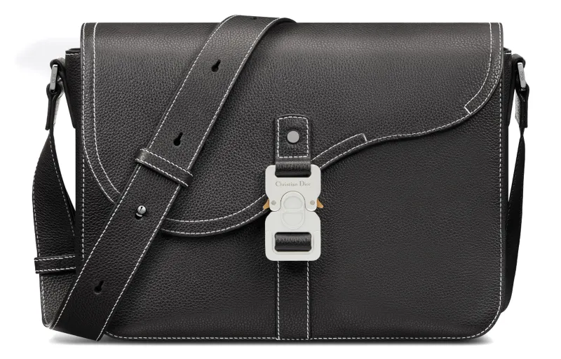 DIOR Saddle Grained Calfskin Saddle Bag, Messenger Bag, Shoulder Bag, Crossbody Bag Men's Black
