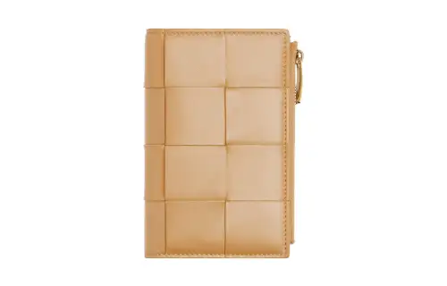 Bottega Veneta Lambskin Wallet Medium Women's Almond