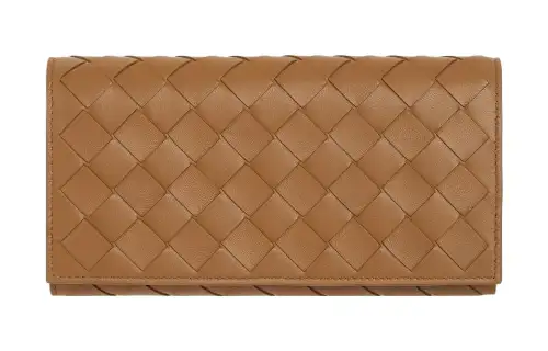 Bottega Veneta Sheepskin With Cow Leather Wallet Large Women's Brown