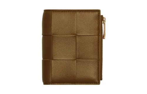 Bottega Veneta Sheepskin With Cow Leather Wallet Women's Acorn