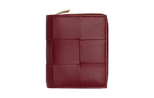 Bottega Veneta Lambskin With Calfskin Wallet Women's Burgundy