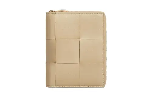 Bottega Veneta Sheepskin With Cow Leather Wallet Large Women's Oat