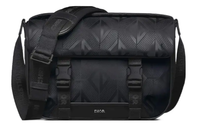 DIOR Nylon With Cow Leather Messenger Bag, Messenger Bag, Shoulder Bag, Crossbody Bag Regular Men's Black
