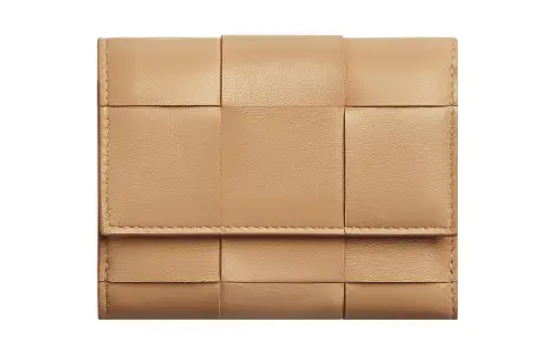 Bottega Veneta Sheepskin With Cow Leather Wallet Small Women's Apricot