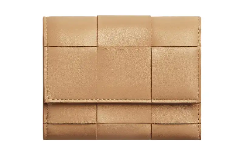Bottega Veneta Sheepskin With Cow Leather Wallet Small Women's Apricot