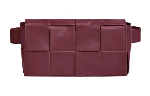 Bottega Veneta Cassette Belt Cow Leather Box Bag Camera Bag Crossbody Bag, Fanny Pack Mini Men's Burgundy