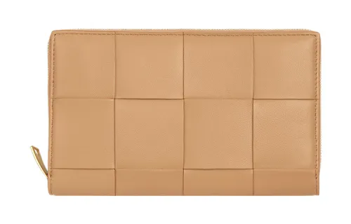 Bottega Veneta Sheepskin With Cow Leather Wallet Large Women's Almond