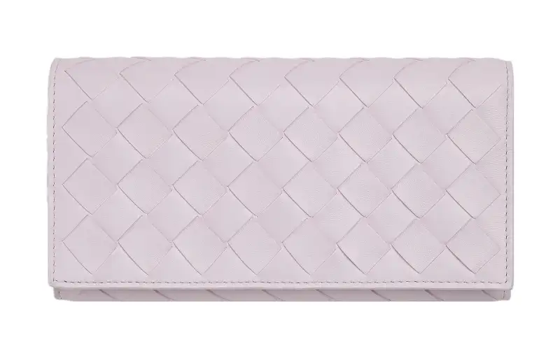 Bottega Veneta Sheepskin With Cow Leather Wallet Large Women's Light Purple