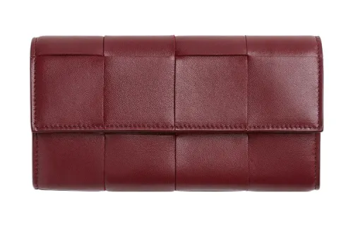 Bottega Veneta Lambskin Wallet Women's Burgundy