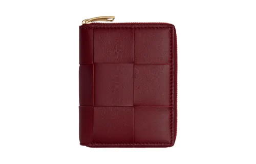 Bottega Veneta Lambskin With Calfskin Wallet Women's Burgundy