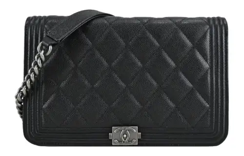 CHANEL LeboyWOC Cow Leather Pochette Crossbody Bag, Shoulder Bag Women's Black