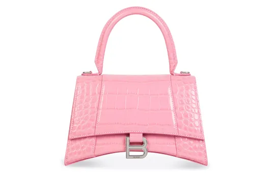 Balenciaga Hourglass Cow Leather Portable Crossbody Bag, Shoulder Bag Small Women's Pink