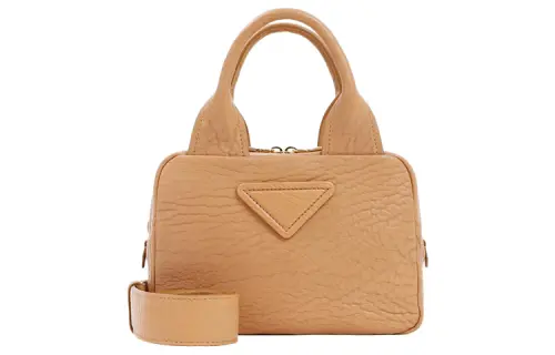 PRADA Leather One Shoulder Handbag Women's Nude