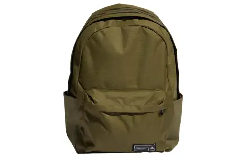 Adidas Classic 3S Top Series Sports Classic Three Stripes Print Zipper Closure Renewable Polyester Fiber School Bag Backpack Regular Unisex Dark Olive Green