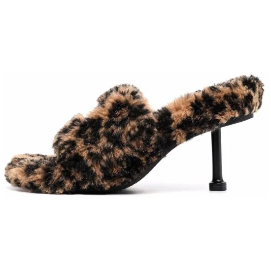 Balenciaga Furry Fashion Slippers Women's Black Brown