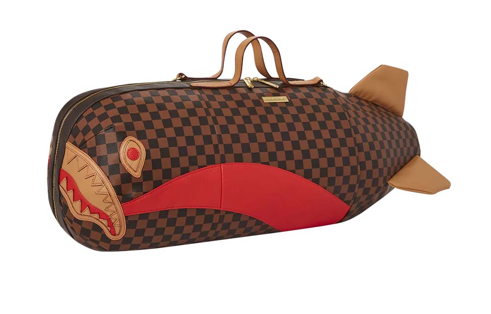 SPRAYGROUND PVC Travel Bag, Irregular Shaped Bag, Handbag Large Unisex Brown