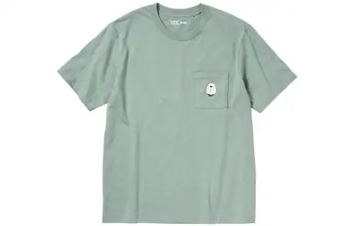 UNIQLO T Shirts Unisex Green Crew Neck Thin Straight Fit