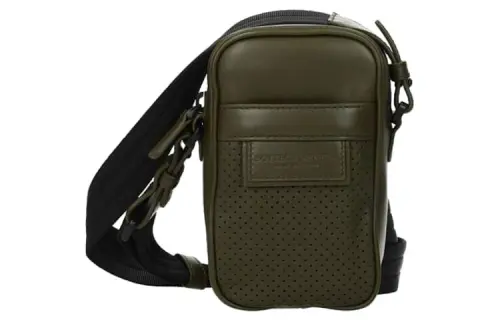 Bottega Veneta Leather Sling Bag, Shoulder Bag, Crossbody Bag, Cell Phone Pouch Men's Khaki