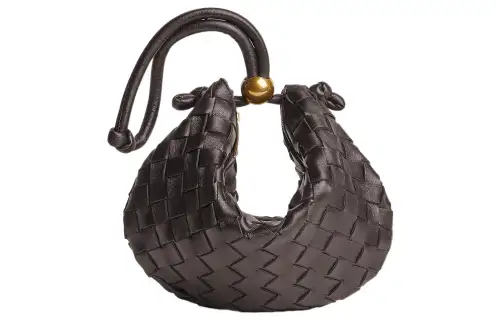 Bottega Veneta Lambskin Shoulder Bag, One Shoulder Handbag, Clutch Small Women's Dark Brown
