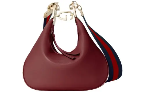 GUCCI Attache Leather Dumpling Bag, Portable Crossbody Bag, Shoulder Bag Women's Burgundy