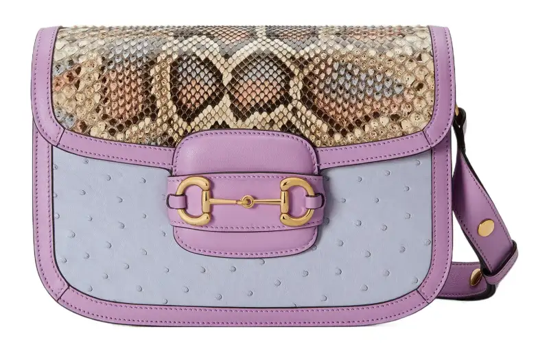 GUCCI Horsebit 1955 Python Skin Saddle Bag, Crossbody Bag, Shoulder Bag Women's