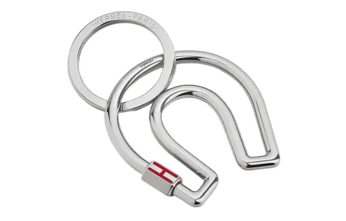 HERMES Cheval Keychain Unisex Silver
