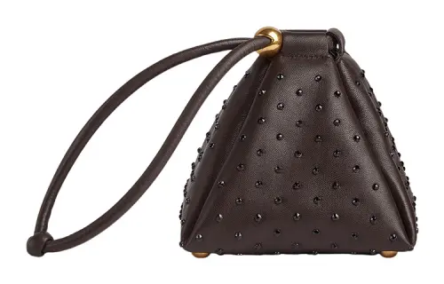 Bottega Veneta Lambskin Clutch Mini Women's Dark Brown