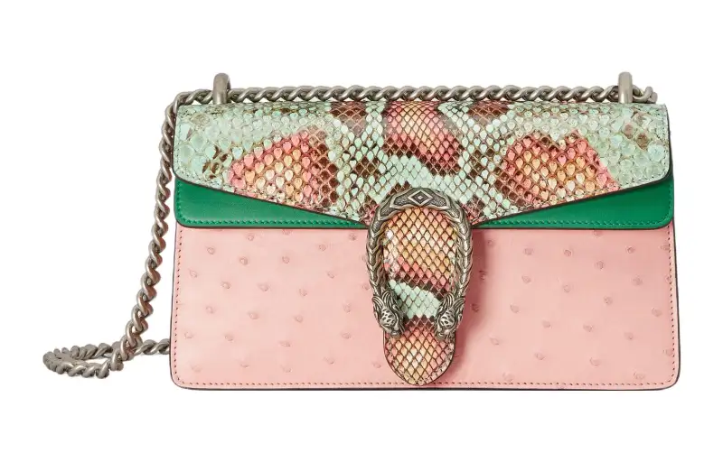 GUCCI Dionysus Ostrich Leather With Python Skin Leather Crossbody Bag, Shoulder Bag Women's