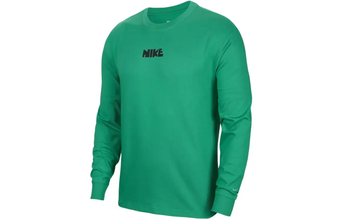 Nike T-Shirts Men's Green Crew Neck Moderate Straight Fit