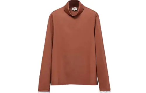 HERMES T Shirts Men's Milk Coffee Turtleneck